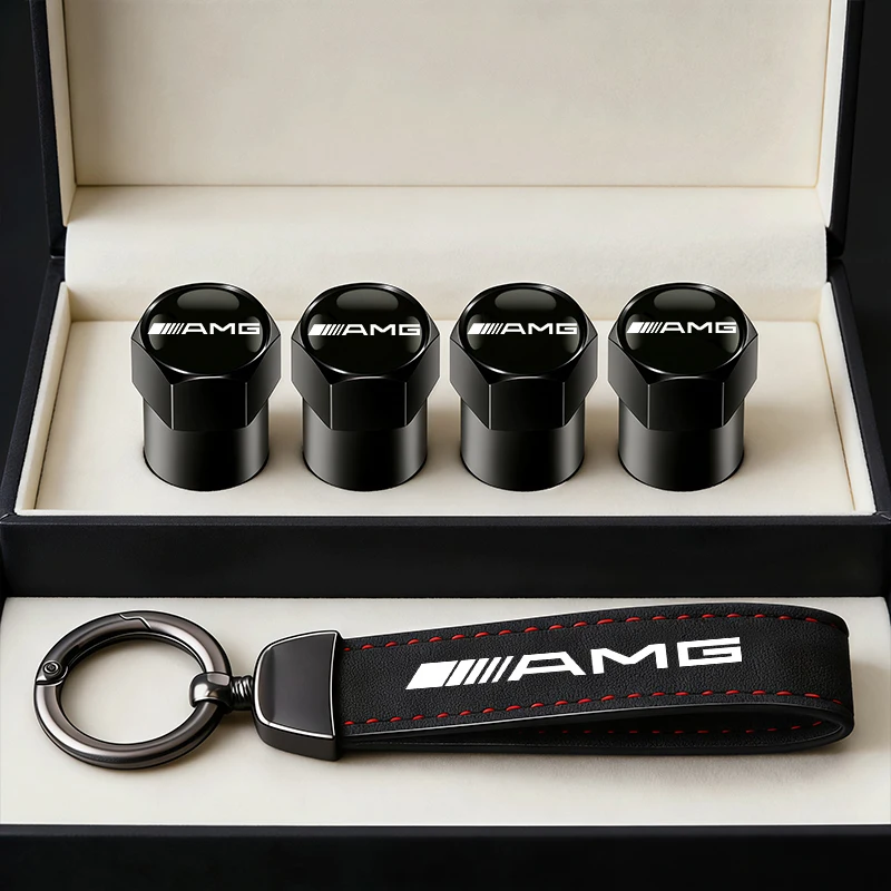 메르세데스 벤츠 AMG W203 W205 W206 W211 W220 W212 W201 W210 W108용 자동차 타이어 휠 밸브 캡 커버/자동차 키 체인 링 키홀더