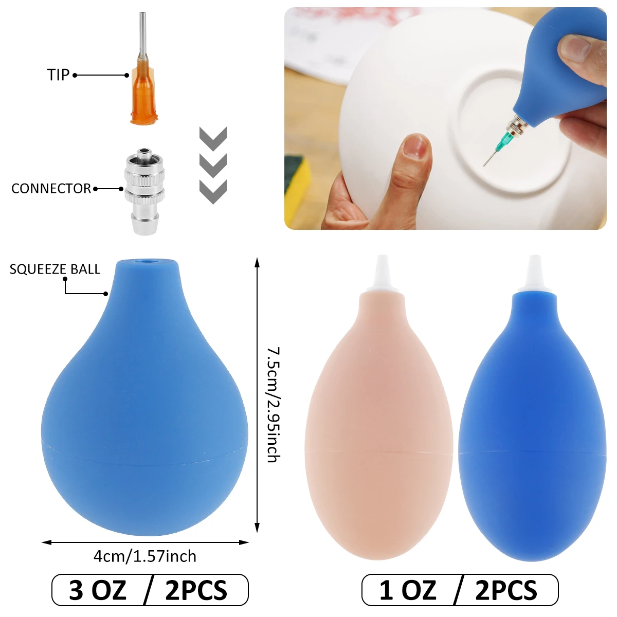 Precyzyjny aplikator ceramiczny z plastikowym lejem igła stalowa ceramiczny precyzyjny aplikator glazurowany silikonowy Squeeze butelka