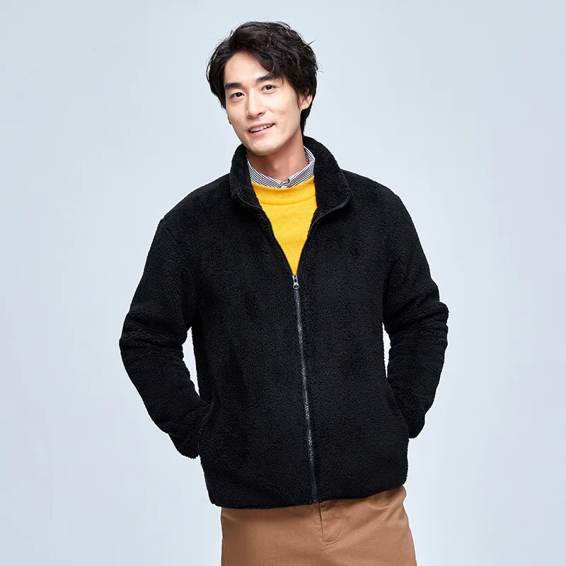 

MRMT 2024 Brand New Stand Collar Korean Men Keep Warm Soft And Thick Coral Fleece Coat Men's Jacket Overcoat For Male Tops