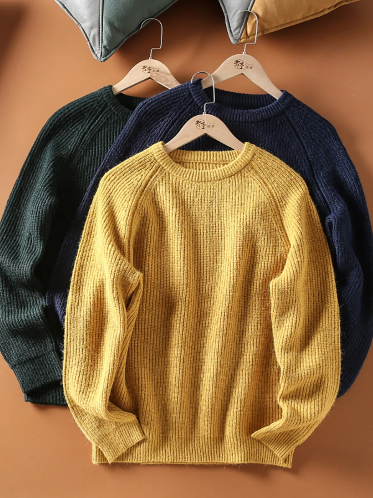 

Autumn Winter New Sle Soft Comfortable Men's Pure Color round Ne Thi Warm Thi Knitwear Sweater Casual Trendy