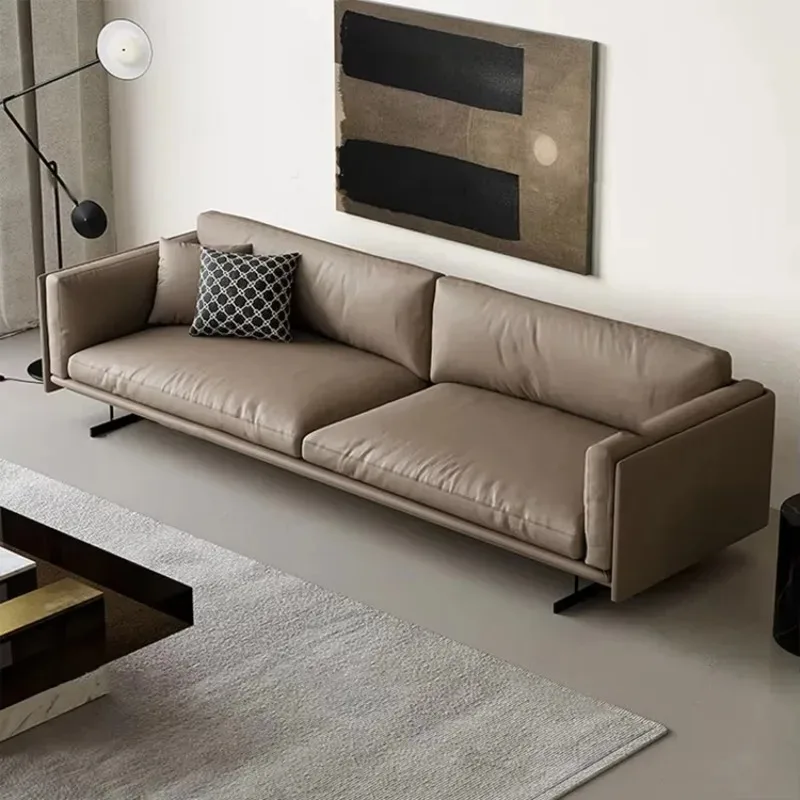 Canapé de bureau en cuir 3 places moderne et minimaliste pour réunions, négociations, réceptions d'affaires, hôtels, salons, canapé-lit