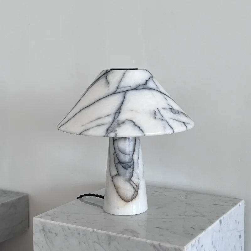 

100% Natural Marble French Luxury Hotel Table Lamp, Bedroom Bedside Decor Light