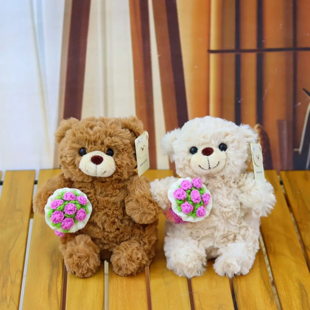

Gifts for 20 CM Rose Bear Romantic Bear Wear Rose Cute Woven Valentine's Day Ornament Festival Decorative