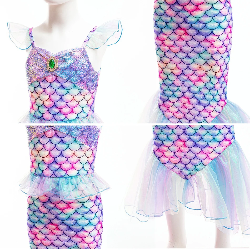 knee length dresses for ladies Sequin Mermaid Costume for Girls