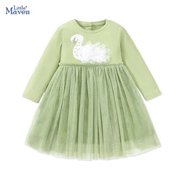 Little maven Girl Princess Dress Autumn Clothes Clothes Children's Clothing Cartoon Long Sleeves Casual Dress Spring