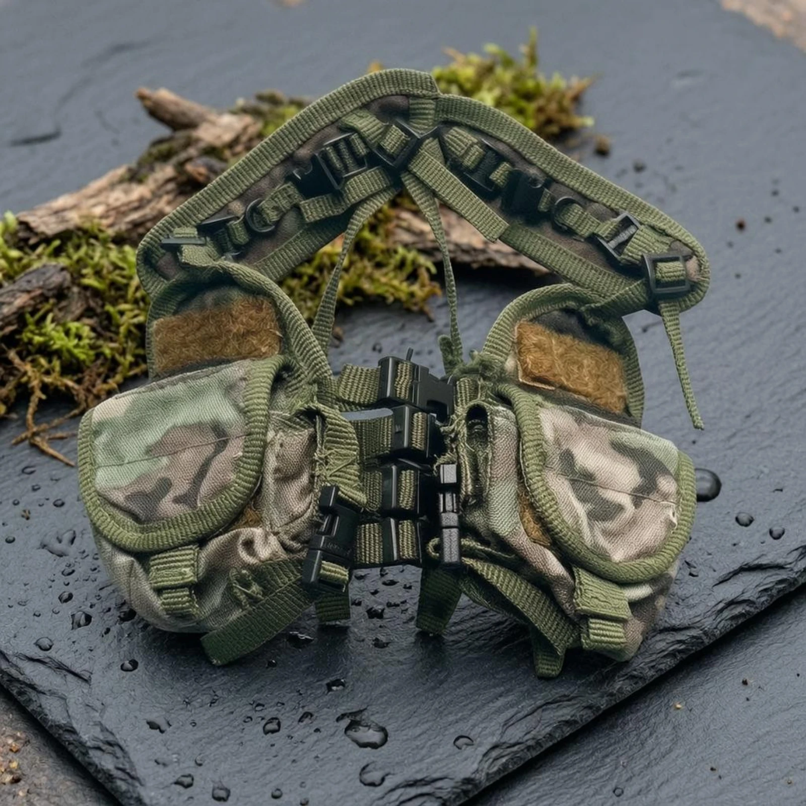Soldier Chest Rig Accessory Olive Green Strapping Chest Rig Vest Gear Black Buckles Front-Laced