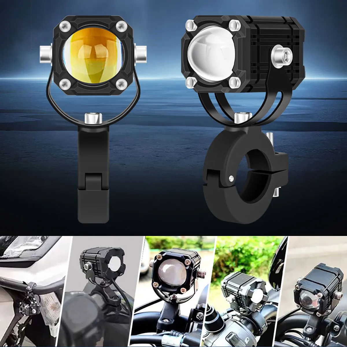 Motorcycles LED Lens Spotlight Headlight with Bracket Universal Auxiliary Running Lamp Fog Lights for Offroad Car SUV ATV