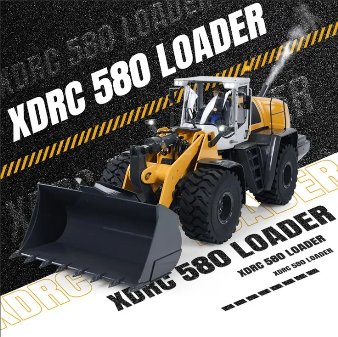 XDRC Hydraulic RC Metal Wheeled Loader 580 1/14 Remote Control ST8 Car Model with Sound Light Set Painted Assembled RC Truck Toy