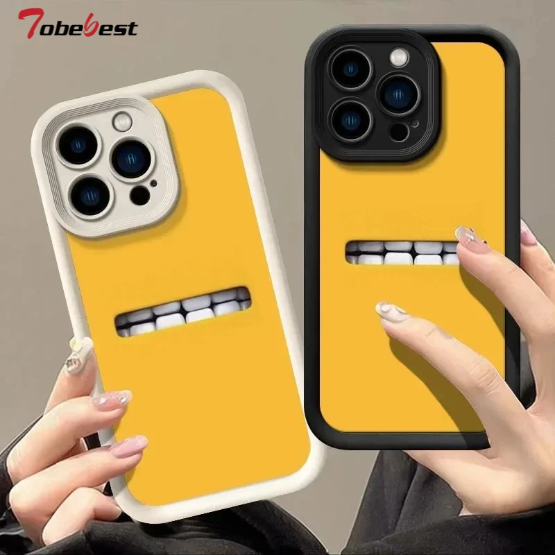 Funny Teeth Silicone Case For Samsung Galaxy S24 S23 S22 S21 S20 Ultra Plus FE Camera Lens Portector Cover