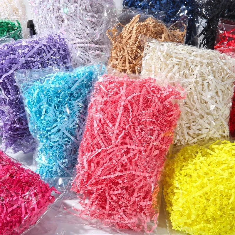 Image of 20/50/100g Knitterpapier-Füllmaterial Geschreddertes Papiergras für Valentinstag Brautgeschenk DIY Bastelbedarf Geschenkbox-Füller