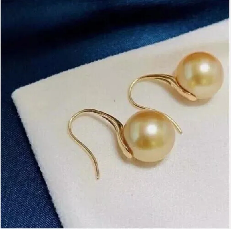 

Amazing and gorgeous 10-9mm AAA South Sea Gold Pearl Earrings 925s