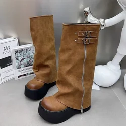 Solid Color High Heels PU 2024 New Product Women's Boots Round Toe Sweet Cool Style Versatile Party Essential Fashionable Boots