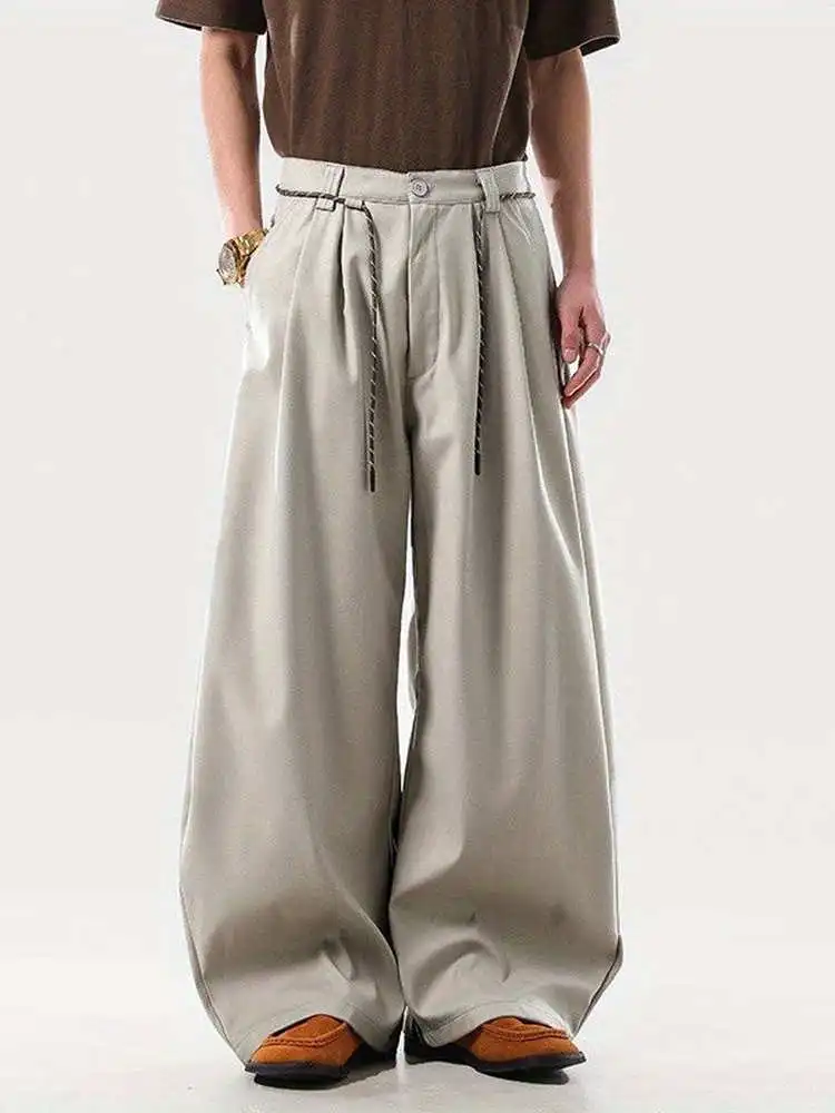 

Cleanfit 2025 New Casual Loose Feel Pure Color American Sle Wide Leg Pants Polyester Fiber Youth Spring Autumn Leisure Trou...