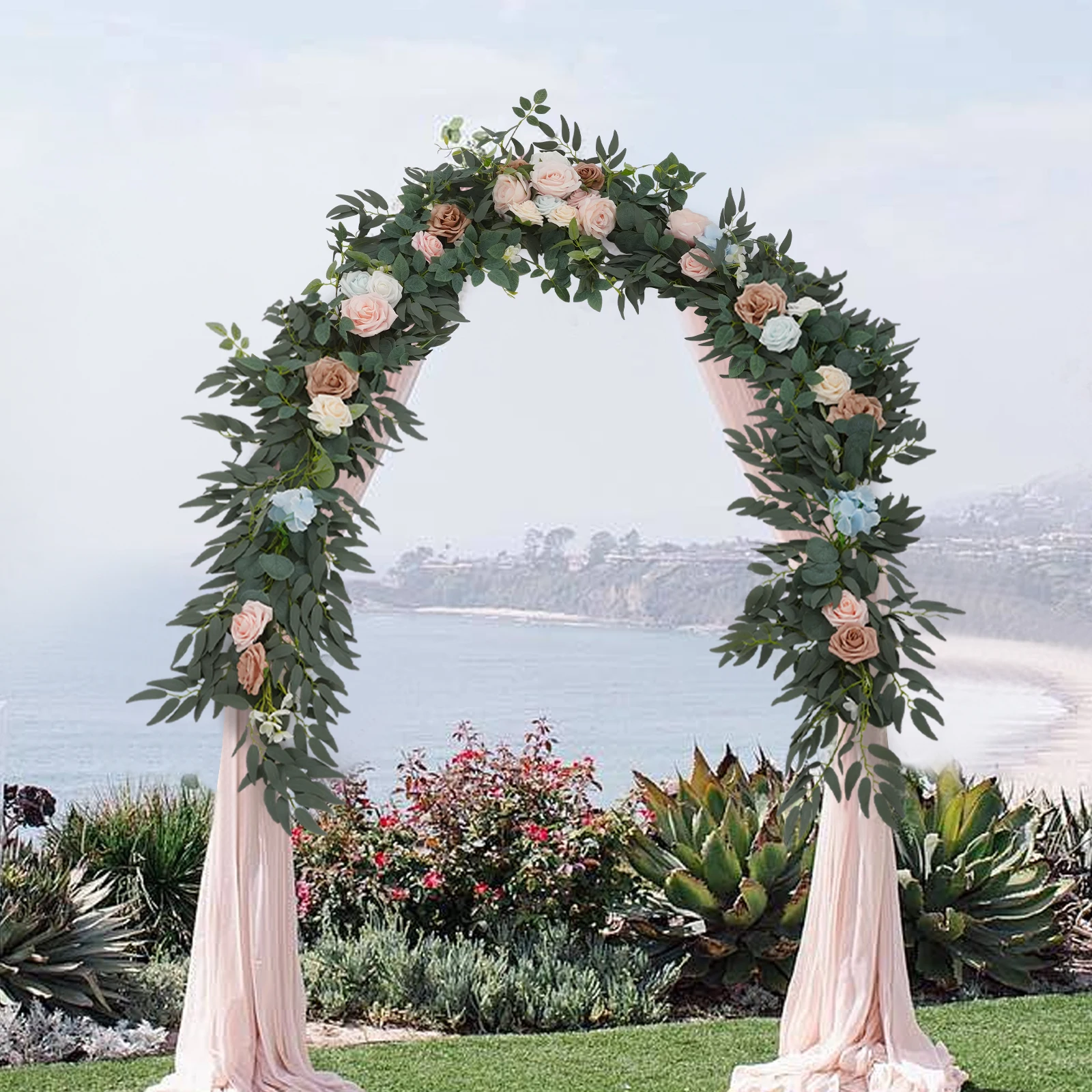 

1pcs 2.75M Artificial Flower Garland, Artificials Pink Rose Flower Fake Hanging Fake Vine Birthday Party Wedding Decoration