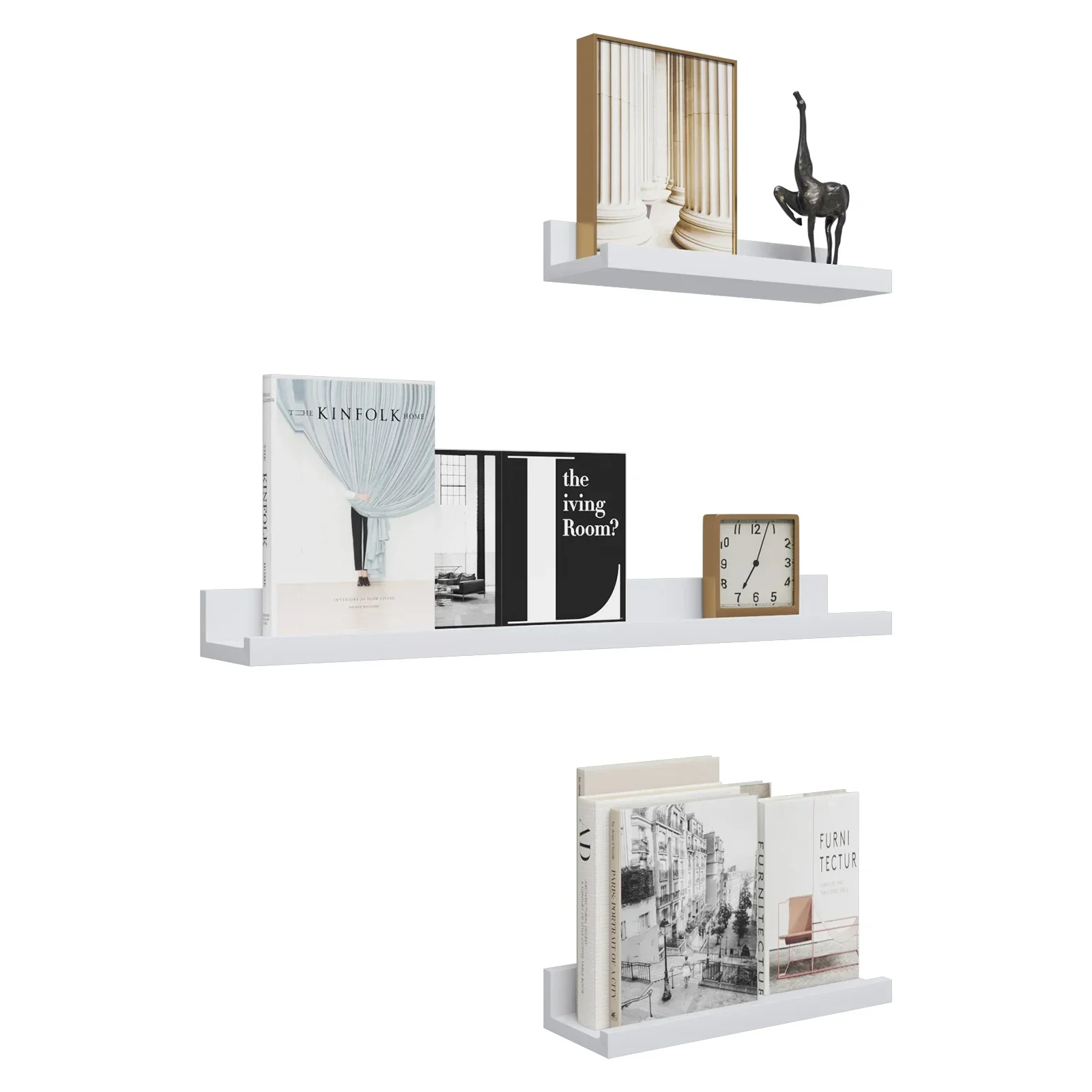 WOLTU 3 Teile/satz Weiß Schwimmende Hängende Wandregal MDF Bild Magazin Foto Lagerung CD Racks für Wohnzimmer Schlafzimmer Büro