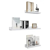 WOLTU 3PCs/Set White Floating Hanging Wall Shelf MDF Picture Magazine Photo Storage CD Racks for Living Room Bedroom Office