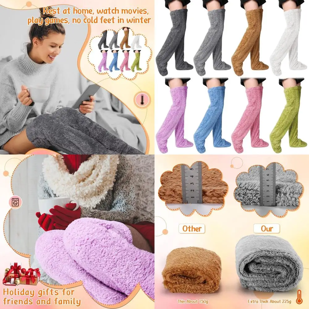 

Cozy Over-the-Knee Fuzzy Socks for Women, 8 Pairs, Ideal for Winter and Christmas