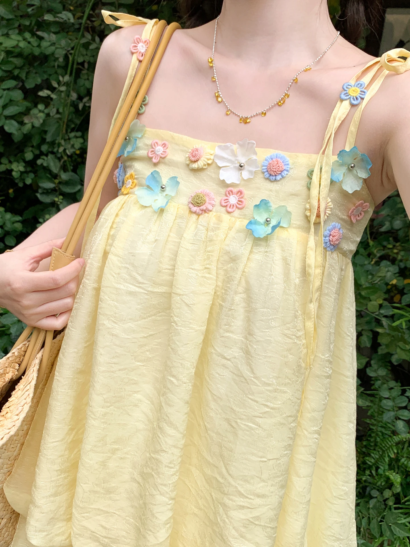 Sweet Holiday Style Loose Sleeveless Women's Crop Top Floral Embroidery 3D Design Casual Summer Outerwear by Forest Girl Tribe