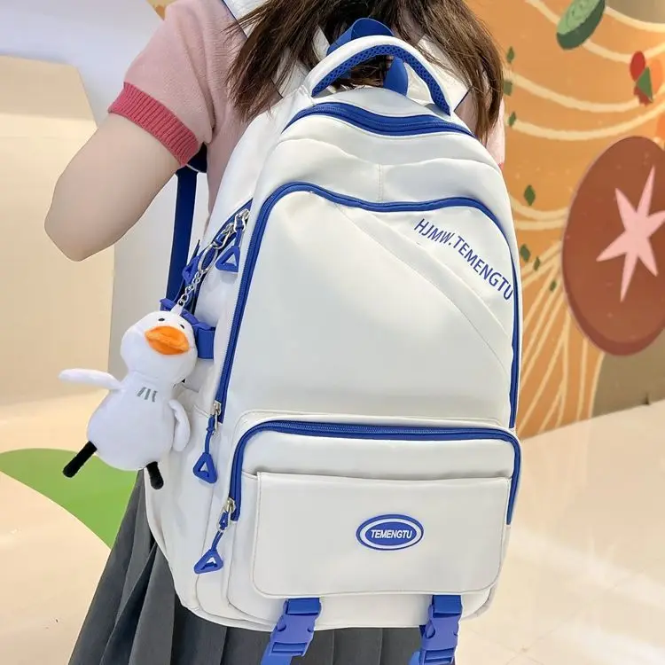 

Classic Large Capacity Backpack for High School Students Lightweight Contrast Colored Bag for Middleschool College