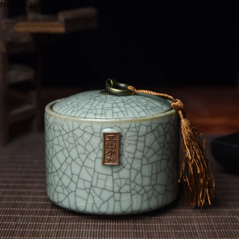 Celadon Sealed Jar Ceramic Tea Packaging Box Travel Portable Tea Caddy Tea Set 340ml Tea Caddy Living Room Tea Table