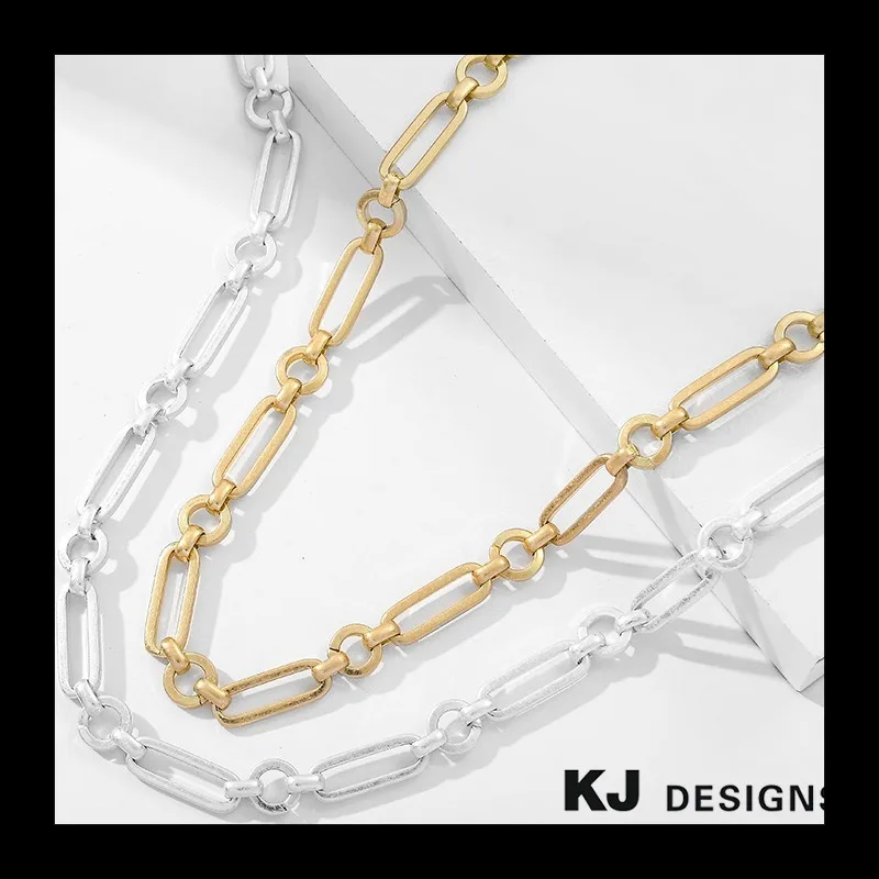 النحاس مطلي الذهب القديم الفضة معدن الكوبية قلادة الرجال والنساء الهيب هوب Ins الرياح OT مشبك تنوعا الساخن بيع قلادة