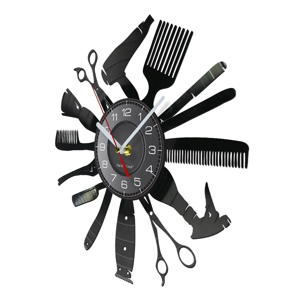 Hairdressing Tools Color Changing Wall Light Clock Hair Salon Barber Shop Decor Contemporary Wall Watch Gift for Hairdressers