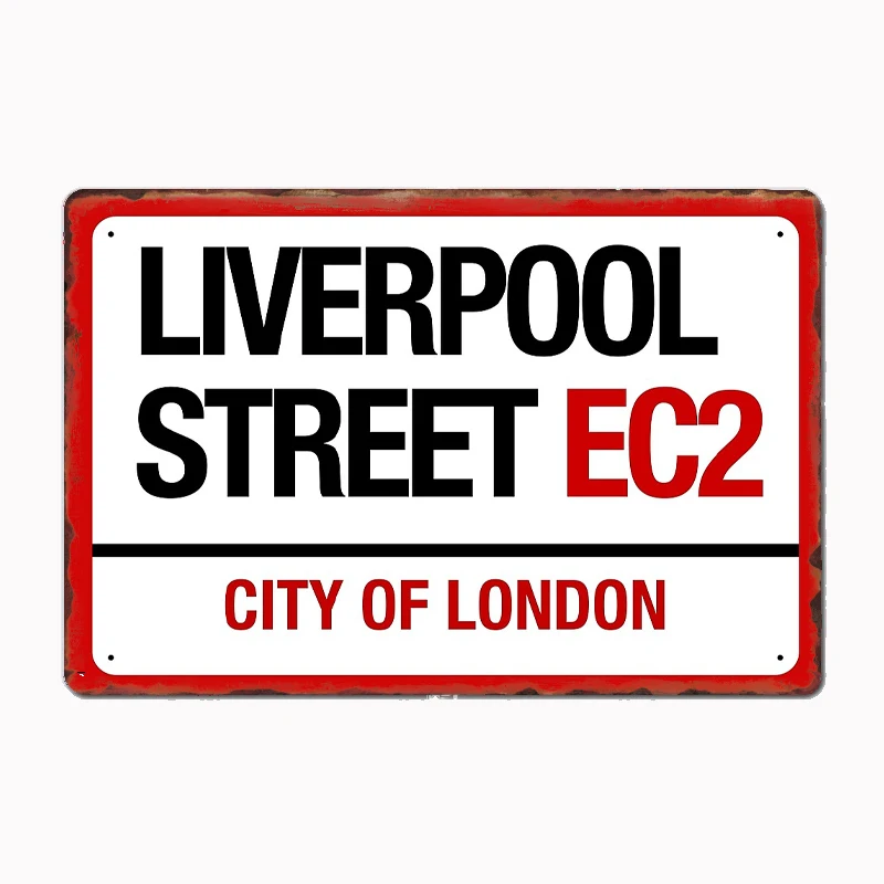 

LIVERPOOL STREET SIGNAGE Sign Poster Metal Poster Sign Club Custom Indoor Wall Tin Sign Room Decor Home Decor