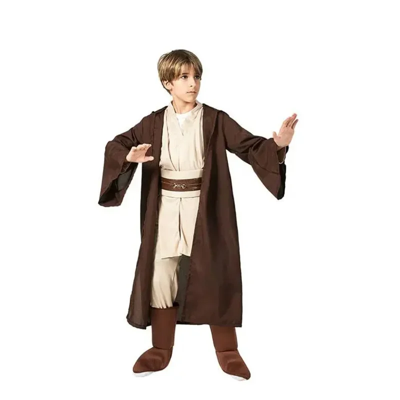 High Quality Jedi Warrior Full Set Cosplay Obi Wan Kenobi Costume Tunic For Children Kids MN5