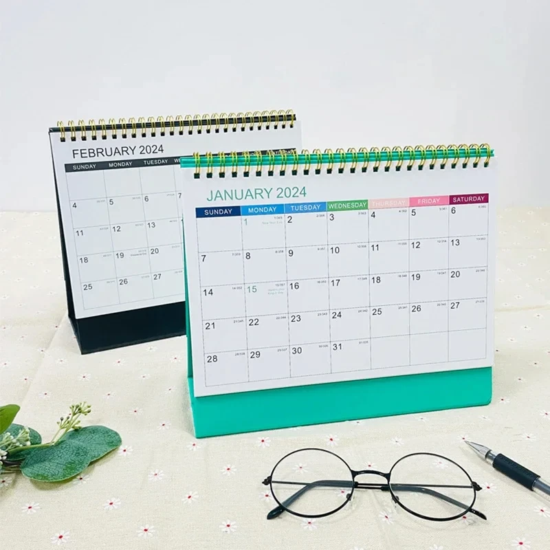 23x19cm Large Desk Calendar 2024 Standing Flip Desktop Calendar Daily Planning Monthly Calendar For Home Recording Events