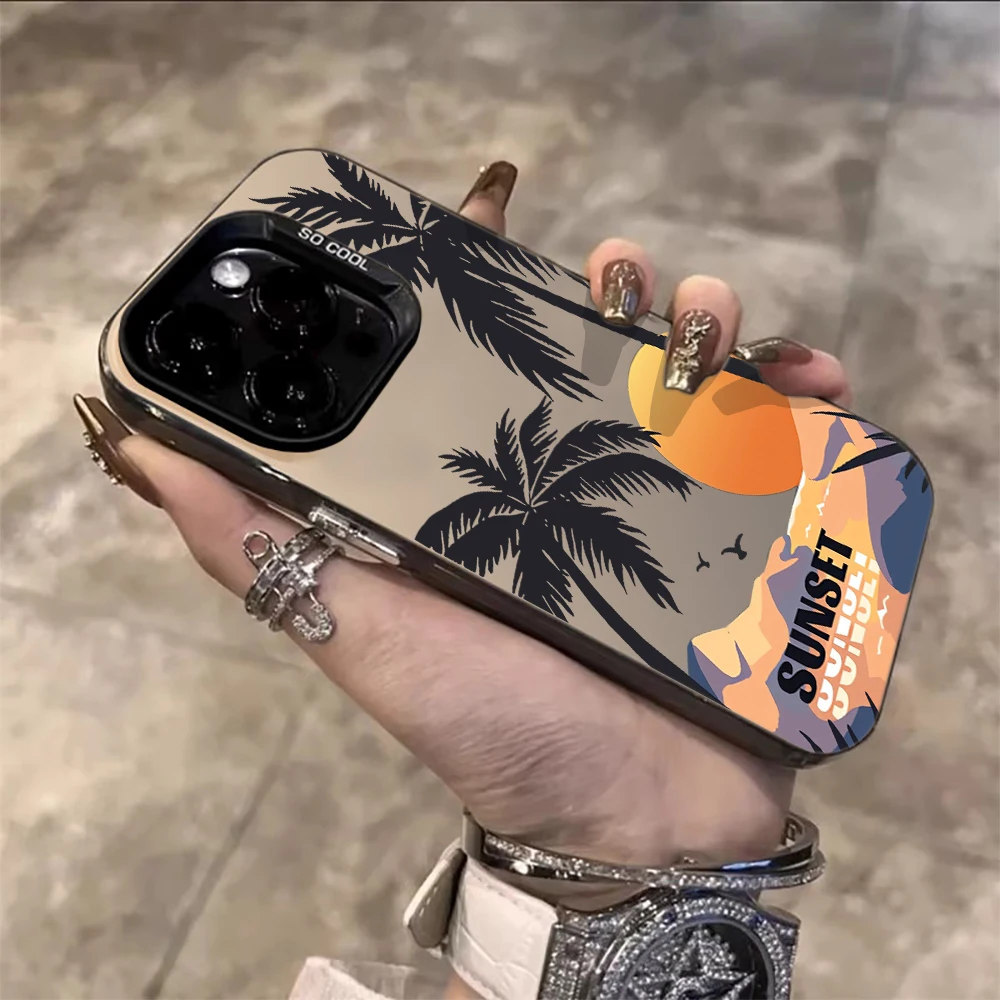 Für iPhone 16 17 Pro Max Hüllen iPhone 11 12 13 ProMax 14 15 Plus 8 XS XR Stoßfeste IMD-Hüllen Strand Kokospalmen Landschafts-Case – Detail 8