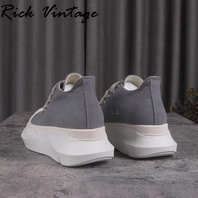 Rick Vintage markowe buty na platformie męskie Jumbo koronki wysokiej jakości ręcznie robione designerskie kobiety Low Top mieszane kolory płócienne