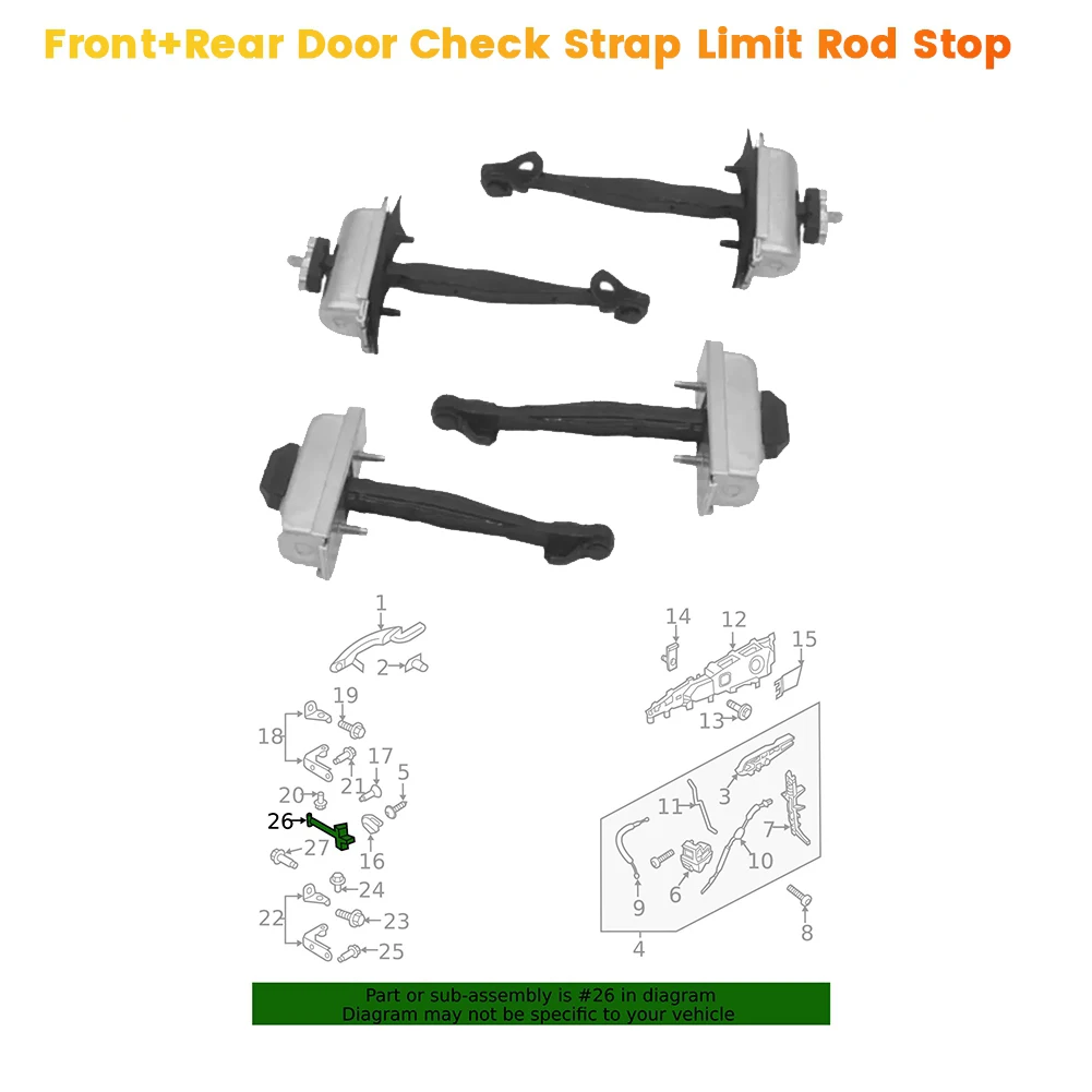 

WF-1Set/4 шт. передний и задний ремень для проверки двери, ограничительный стержень для Lincoln MKX Nautilus 2016-2023 FA1Z-5823552-B FA1Z-5827204-A