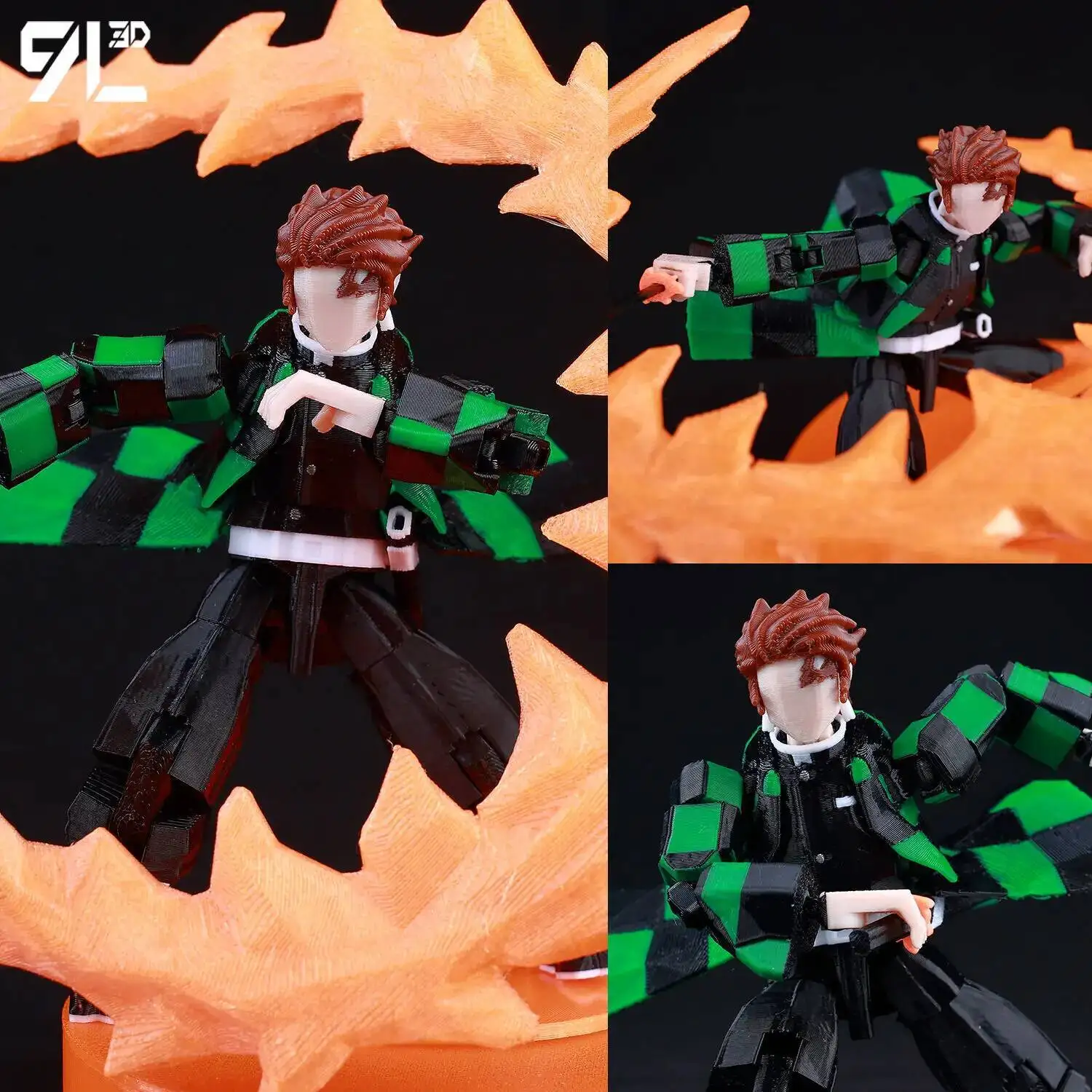 9L3D Printed Demon Slayer AKAZA Tanjiro Kamado Lucky Dummy 13 Movable Shapeshift Action Figures Mannequin Toys for Anime Fans