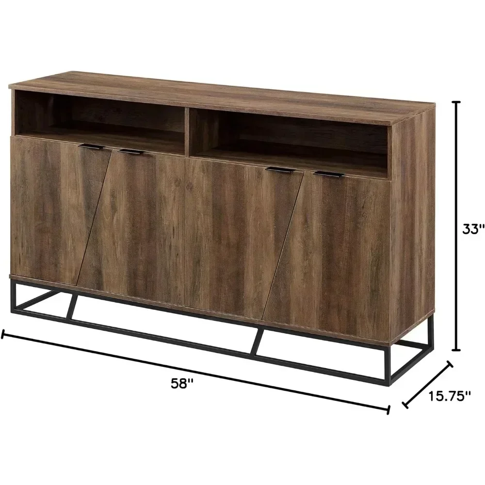 Buffet With Open Shelf Storage Tv Stand Living Room Furniture 58 Rustic freight Free