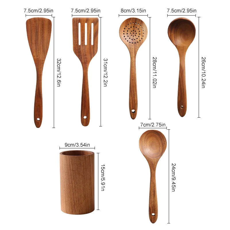 Utensilios de madera para cocina con espátula cuchara y tenedor - imagen 3
