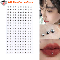 Fake Eyebrow Piercing Fake Lip Labret Studs Stick On Fake Nose Stud Facial Piercing Adhesive Face Jewelry Non Piercing Skin