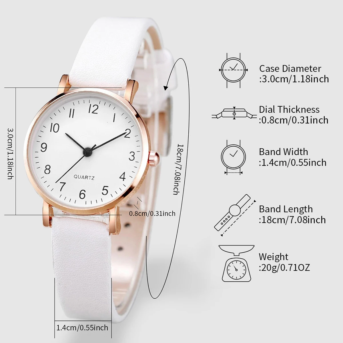 2 unids/set reloj de cuarzo Simple con correa de cuero blanco para mujer con pulsera de corazón de amor