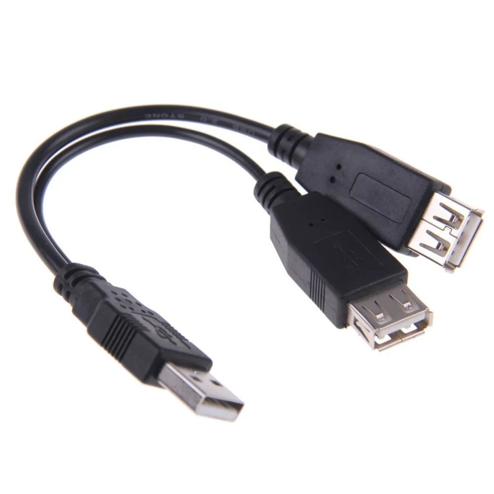 Cablecc CYSM USB 2.0 A Male to Dual Data USB 2.0 A Female + Power Cable USB 2.0 A Female Extension Cable 20cm