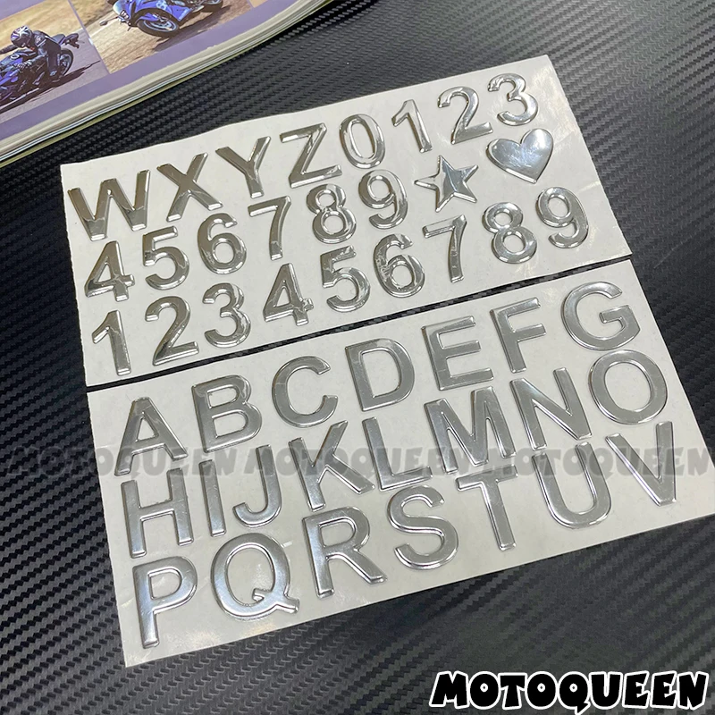 3D Resin Gel Arab Number English Letter Digital Car Styling DIY Word Badge Logo Decoration 28mm Height Address Decals Stickers