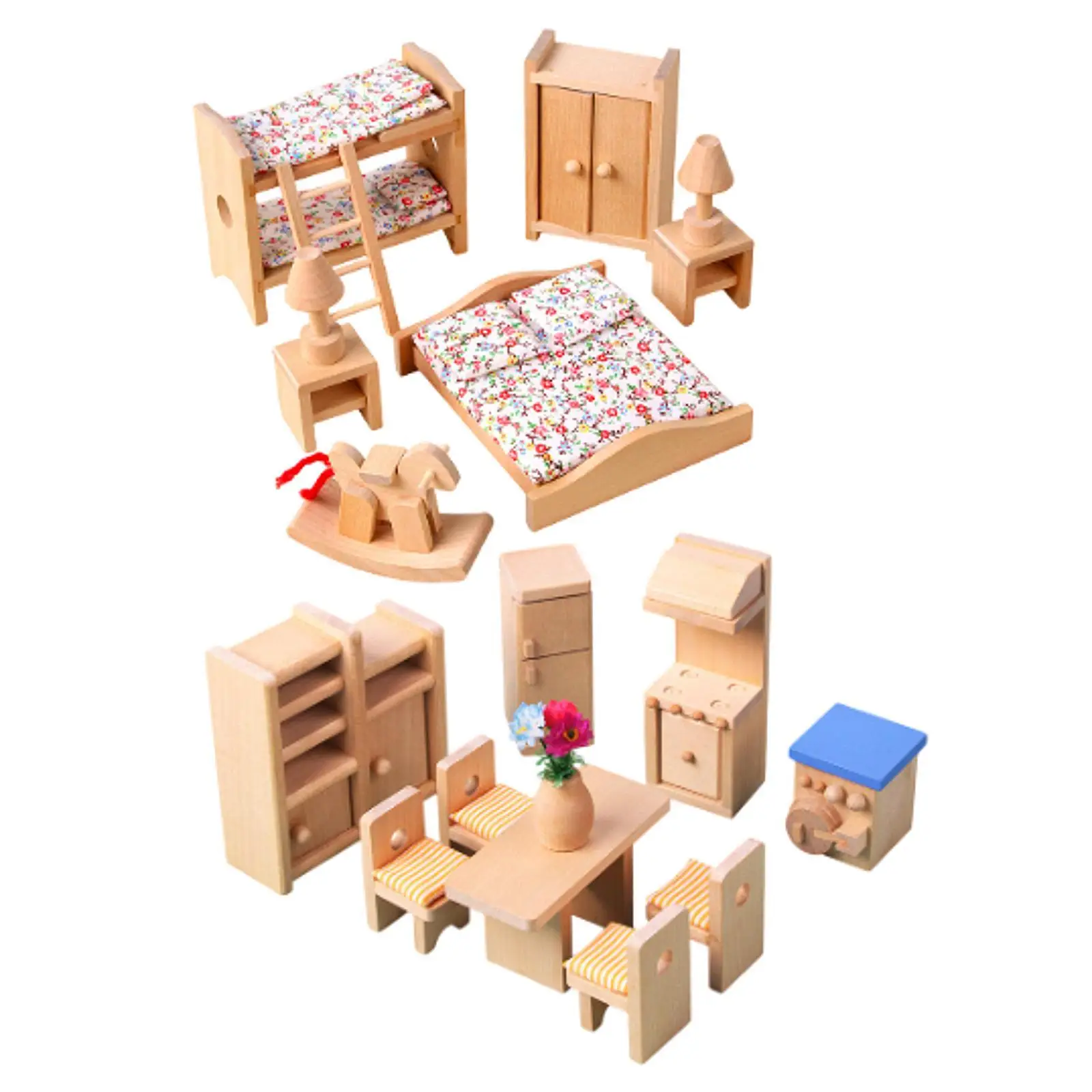 Puppenhaus-Miniaturmöbel-Set aus Holz, Hobby-Bastelarbeiten für Kinder, Kleinkinder ab 3 Jahren