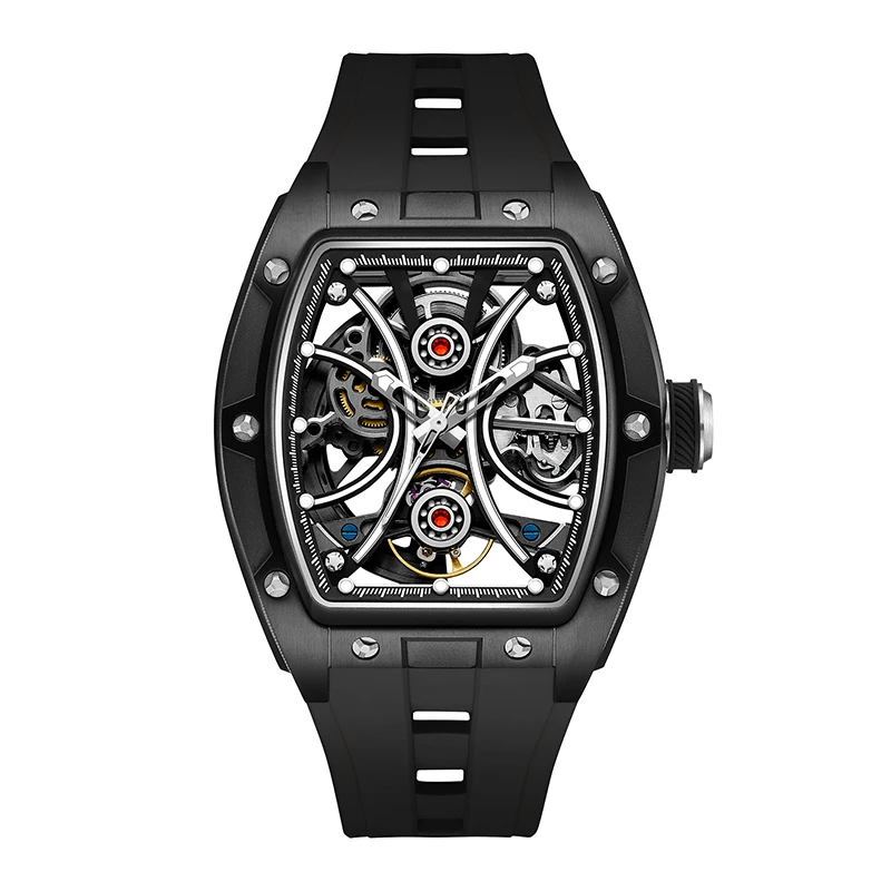 ساعة هيكل عظمي بحركة ميكانيكية أوتوماتيكية، ساعات يد مضيئة مقاومة للماء للرجال والنساء