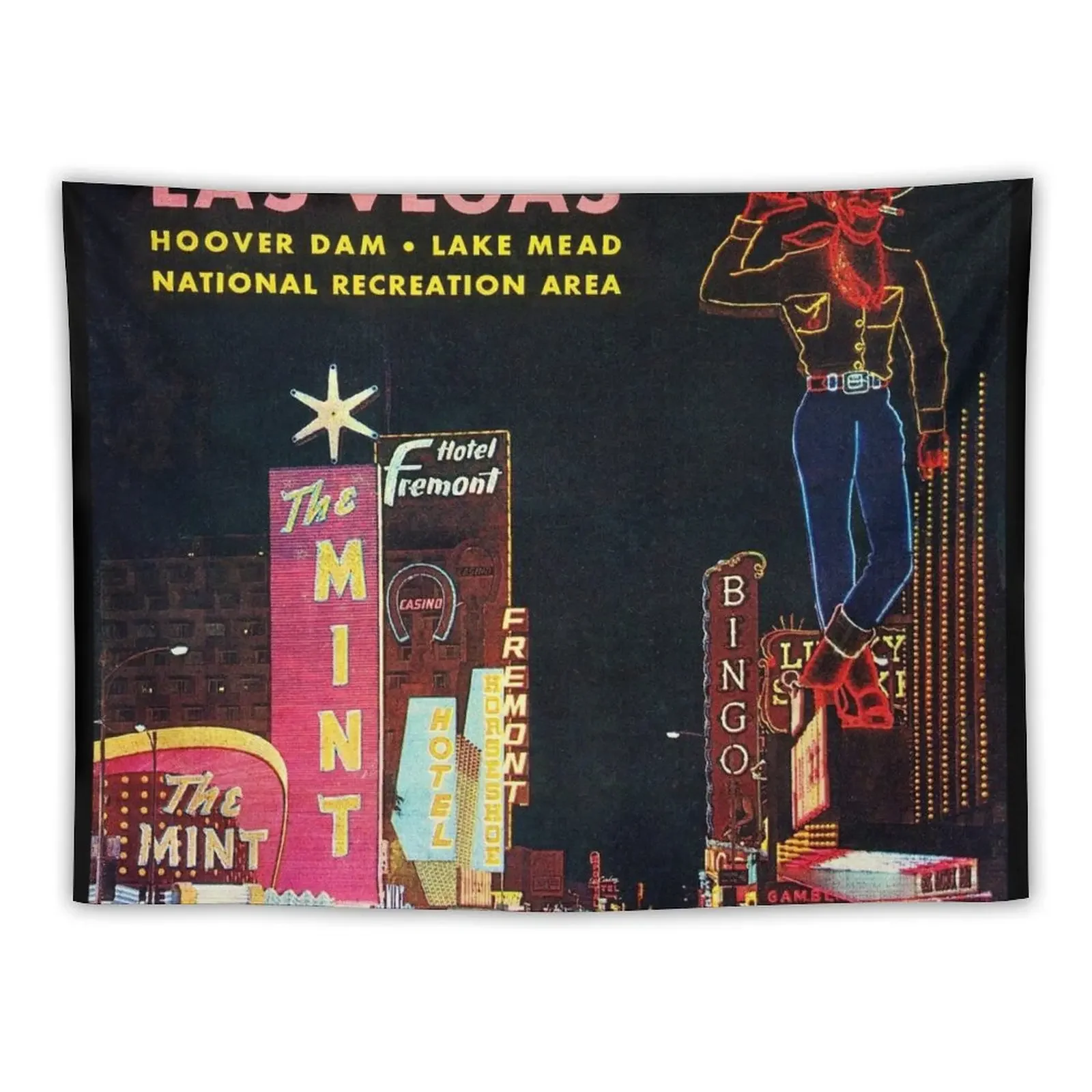 

1960s Vintage Downtown Las Vegas Travel Poster Tapestry Decoration For Home Wall Decor Hanging Wall Art Tapestry