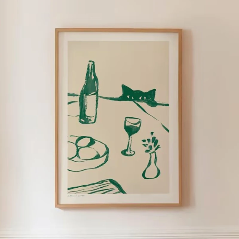 Impresión en lienzo de gato y perro traviesos con temática de vino, arte de pared para cocina, decoración para carrito de bar
