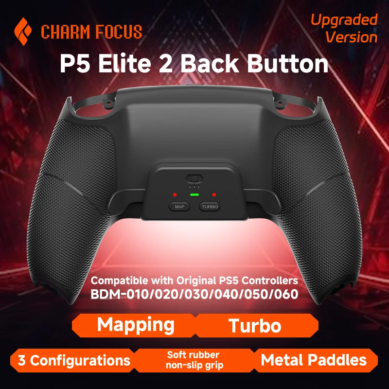A Metal Button with Soft Rubber Grip and Dual Back Keys with Continuous Hair and Mapping Functions, Suitable for DS5 Controllers