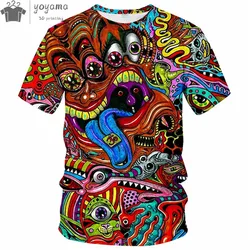 Colorido Trippy T-Shirt Para Homens 3d Impresso Pintura Cool Designs T Shirt Camisas Verão Casual Manga Curta O-Neck T-Shirt