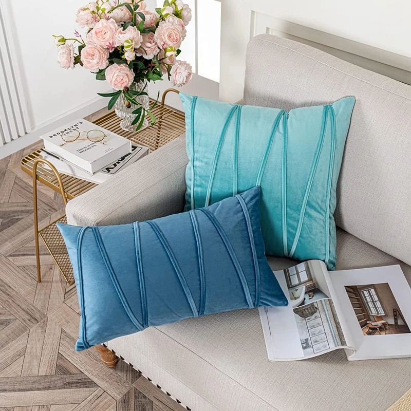 2pcs 30x50cm 45x45cm Decorative Velvet Pillow Covers Sofa Couch Throw Pillows Covers Cases, Living Room Stripe Cushion Cover