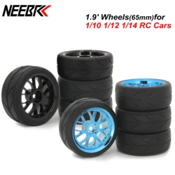 1.9 Inch 65mm Wheel Tyres Tires 12mm Hex Blue Rim Durable Rubber for 1/10 1/12 1/14 RC Car Racing Competitable Wltoys 144001