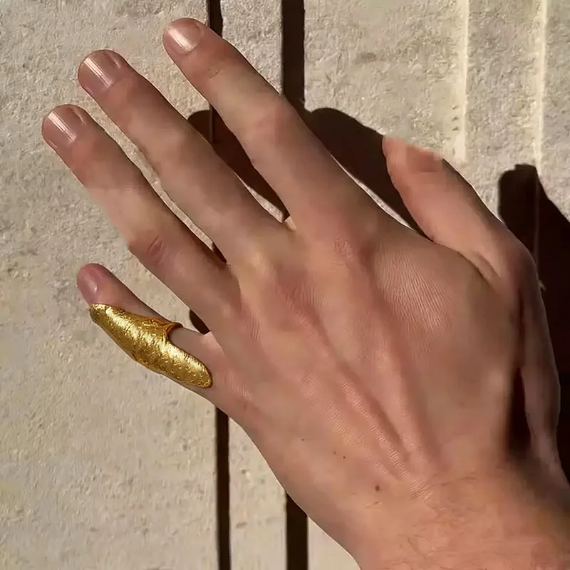 2026 Neues Künstlerisches Unregelmäßiges Textur-Knöchelring-Set Gold & Silber Hip-Hop-Stil Vollfinger-Ringe – Detail 13