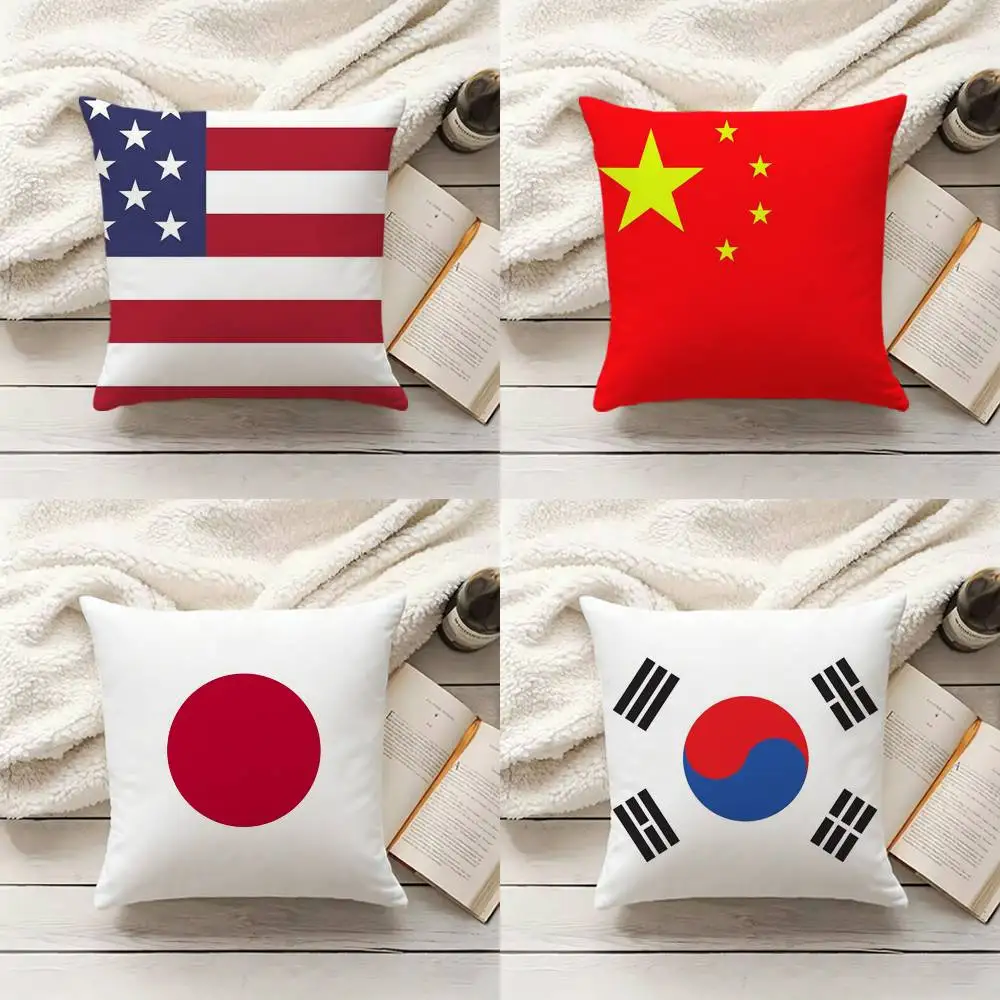 Global World Countries Flags Art Collection Pillow Cover Sofa Cushion Cover Home Room Decoration Children Gift