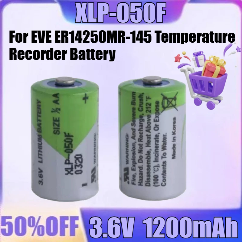 

New 3.6V 1/2AA 1200mAh Lithium Battery XLP-050F Replaces for EVE ER14250MR-145 Temperature Recorder Battery